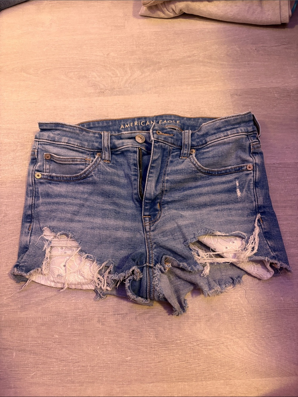 American Eagle Outfitters Blue Distressed Cutoff Denim Shorts